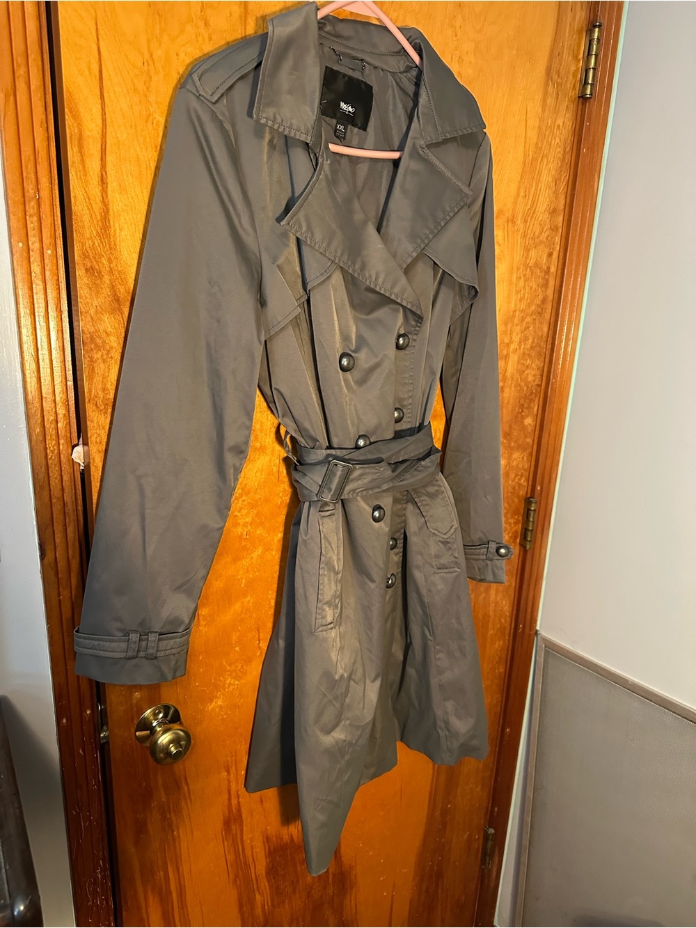 Mossimo Supply Co. Gray Double-Breasted Trench Coat